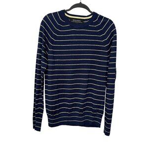 Banana Republic Men’s Linen Knit Sweater Navy Striped Crewneck Long Sleeve Sz M